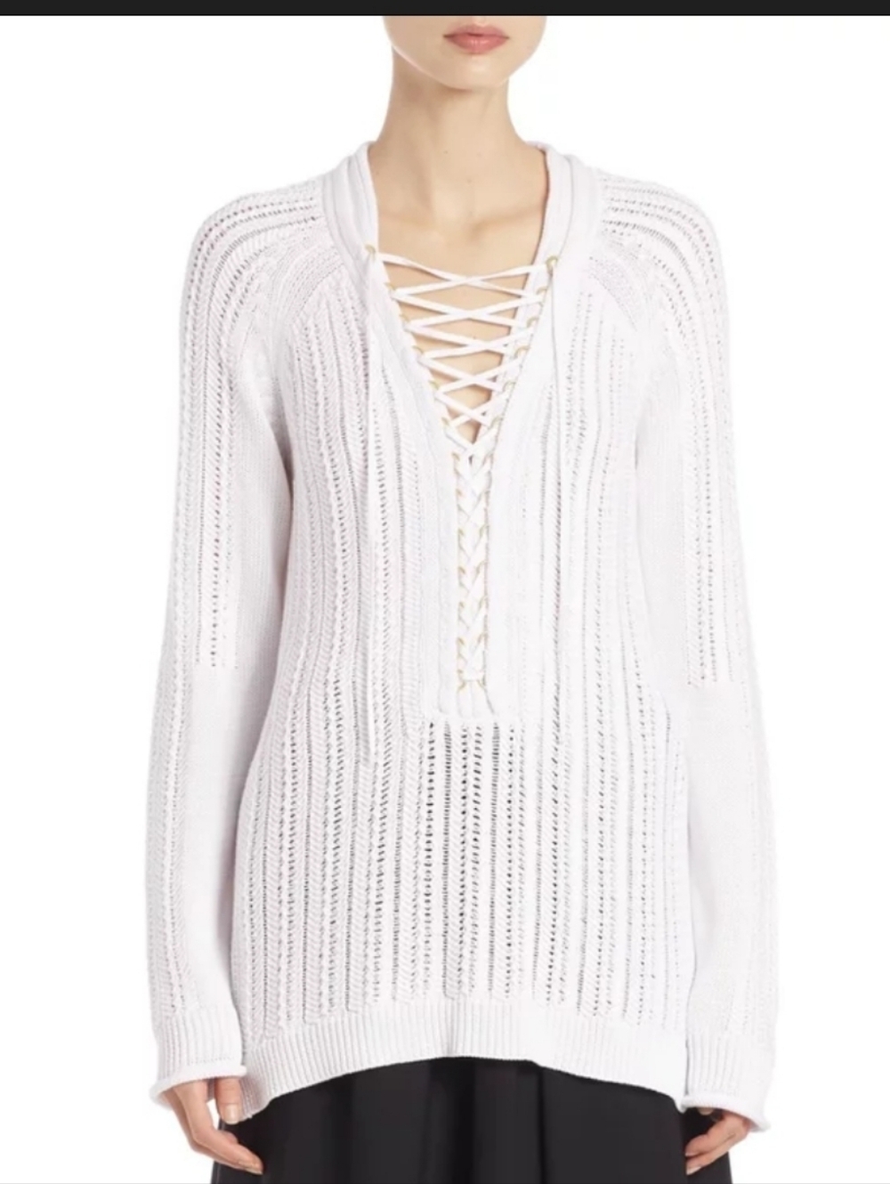 Kobi Halperin Blend Cotton Old Navy Rolled Edges Ivory Knit Top Medium